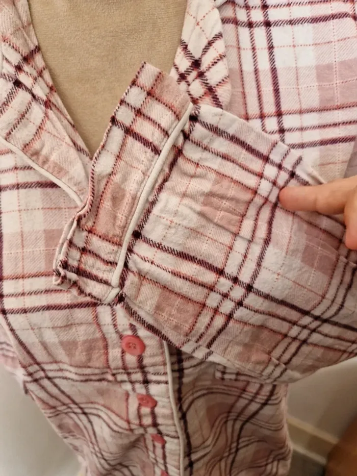 Chemise haut de pyjama a carreaux zeeman rose taille L - photo numéro 3
