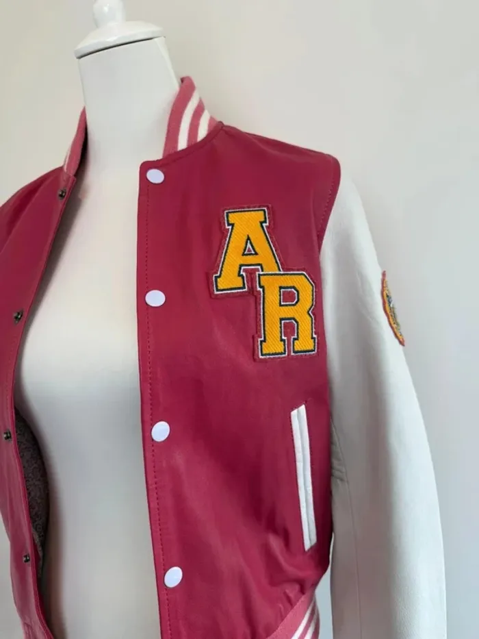 Veste bomber Aviatrix en cuir femme rose taille M très bon état - photo numéro 4