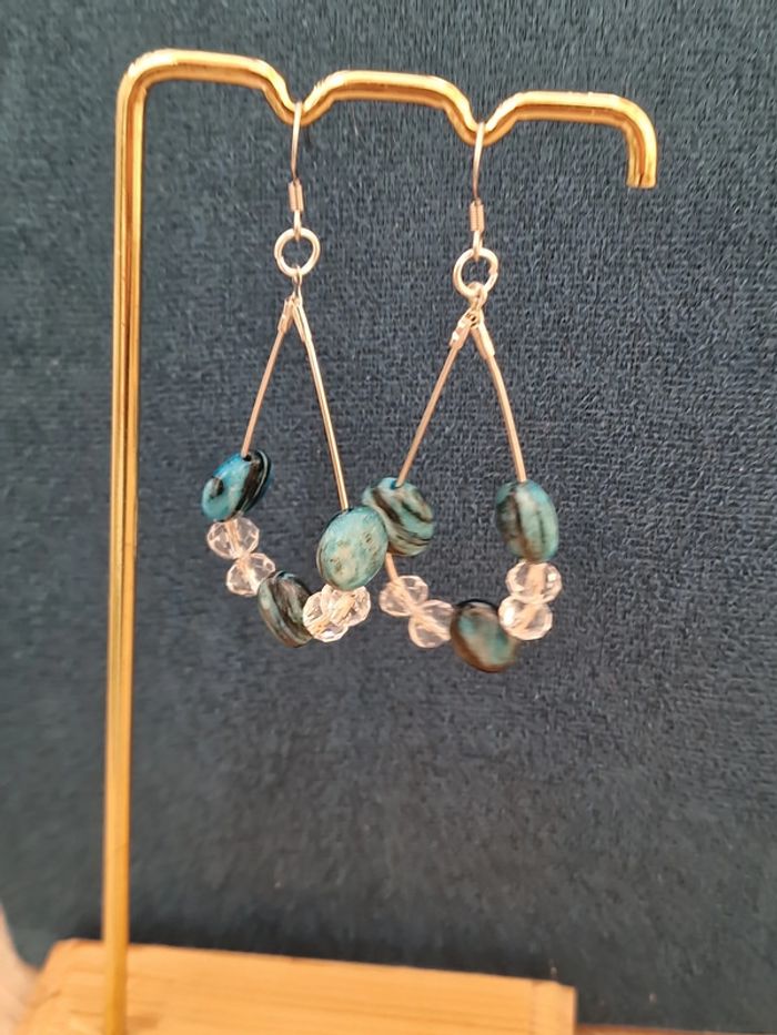 Boucles D'oreilles Apatite Cristal Acier - photo numéro 7