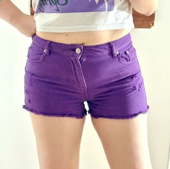 Short en jean denim taille haute violet Pimkie 40