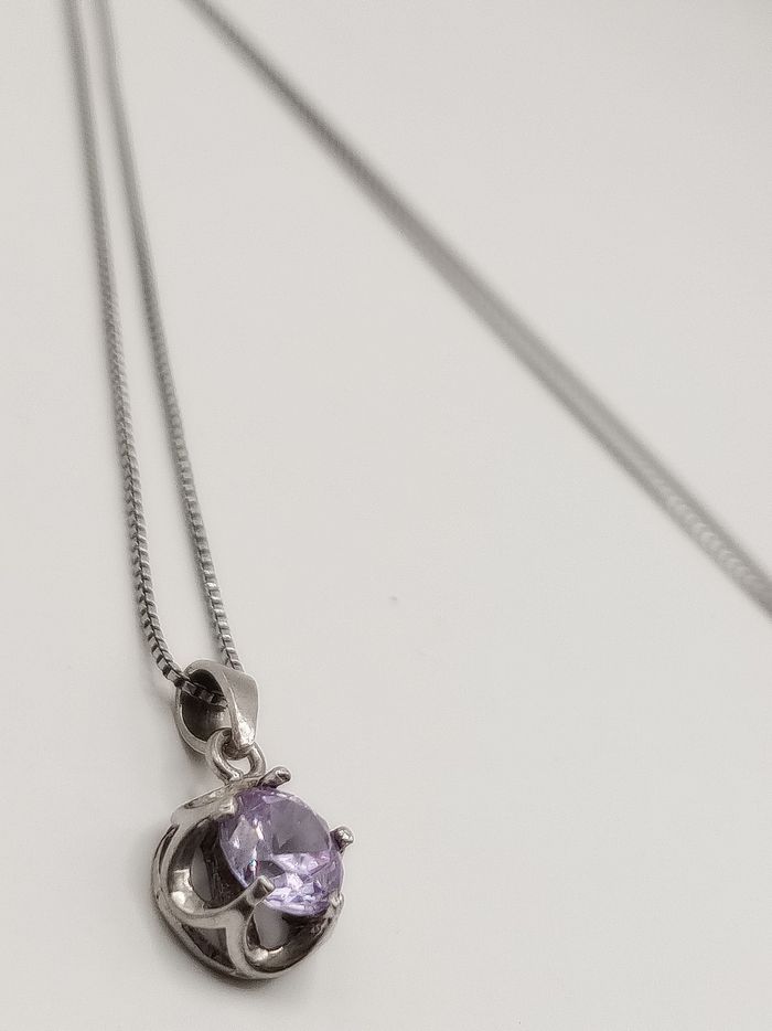 Collana argento 925 ametista o zircone lilla