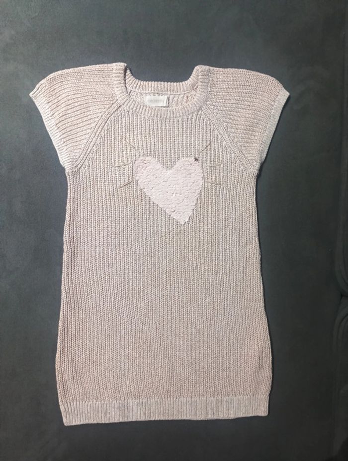 Robe pull maille cœur sequins réversible Fille 5 ans Orchestra - photo numéro 2