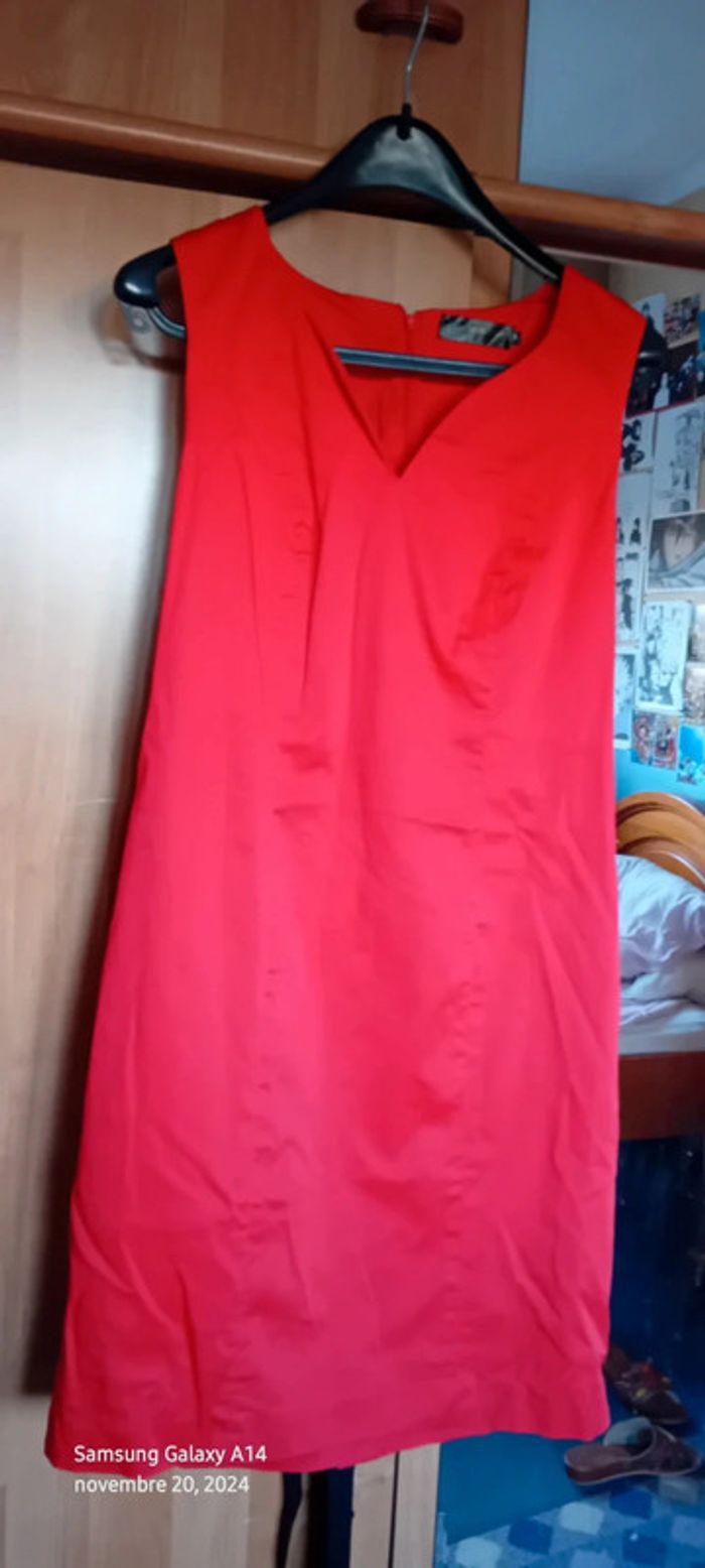 Robe chic rouge décolleté V femme 42 bon prix collection - photo numéro 5