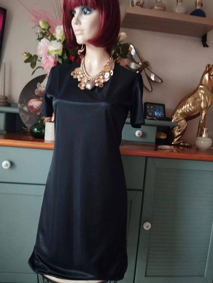 💗Robe Noire Satinée/Irisée Irena Gregori T34/36💗 - photo numéro 5