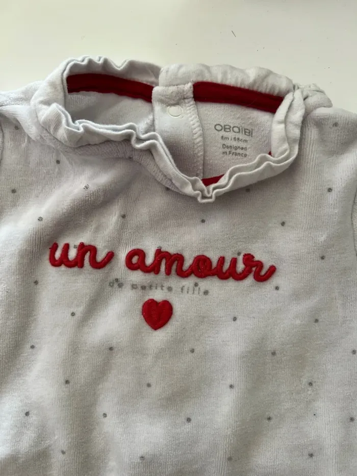 Pyjama velours Obaïbi – 6 mois (Un amour de petite fille) - photo numéro 2