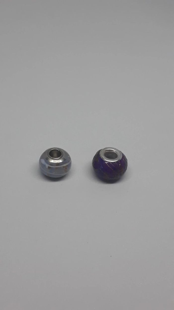 Charms perles violet et bleu-gris - photo numéro 3