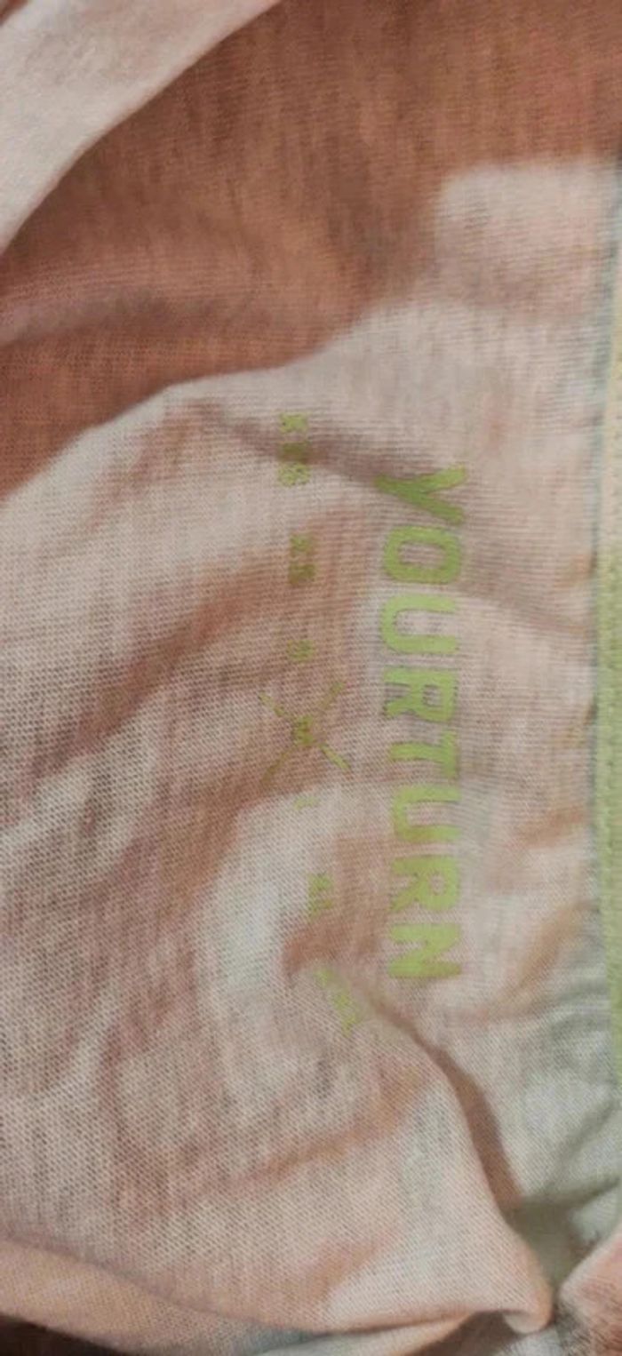 Neuf T-shirt mc blanc gris vert Yourturn M - photo numéro 3