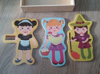 3 puzzles 3 pièces en bois