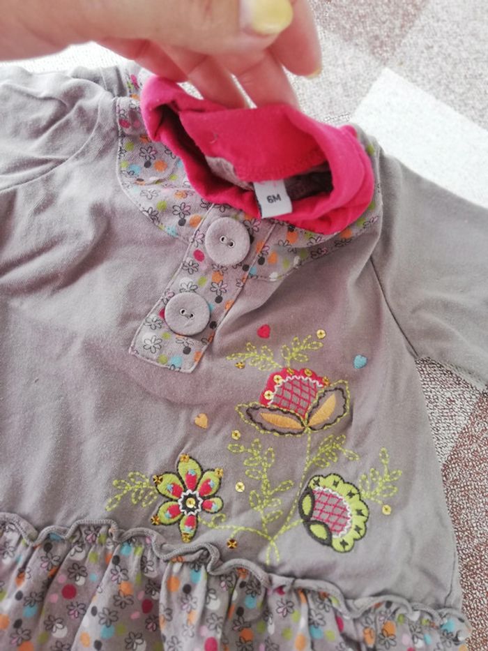 Tee shirt taupe col montant 6 mois - photo numéro 2