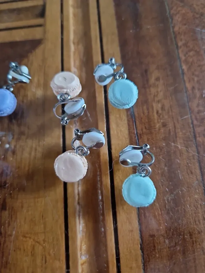 lot de boucles d oreille macaron - photo numéro 3