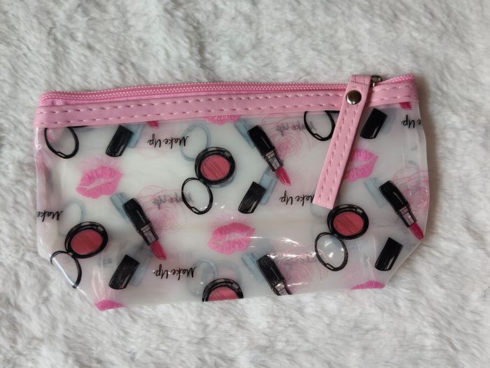 Trousse transparente Make Up rose – maquillage voyage 19x10 cm - photo numéro 2