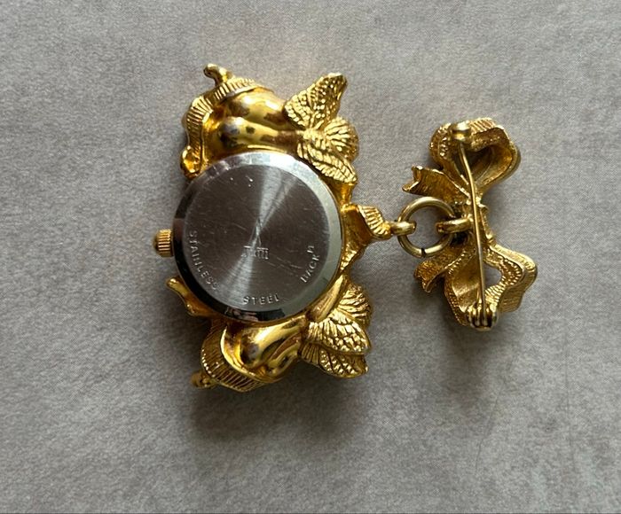 Broche montre angelots/anges savon vintage montre à quartz Japan movt - photo numéro 4