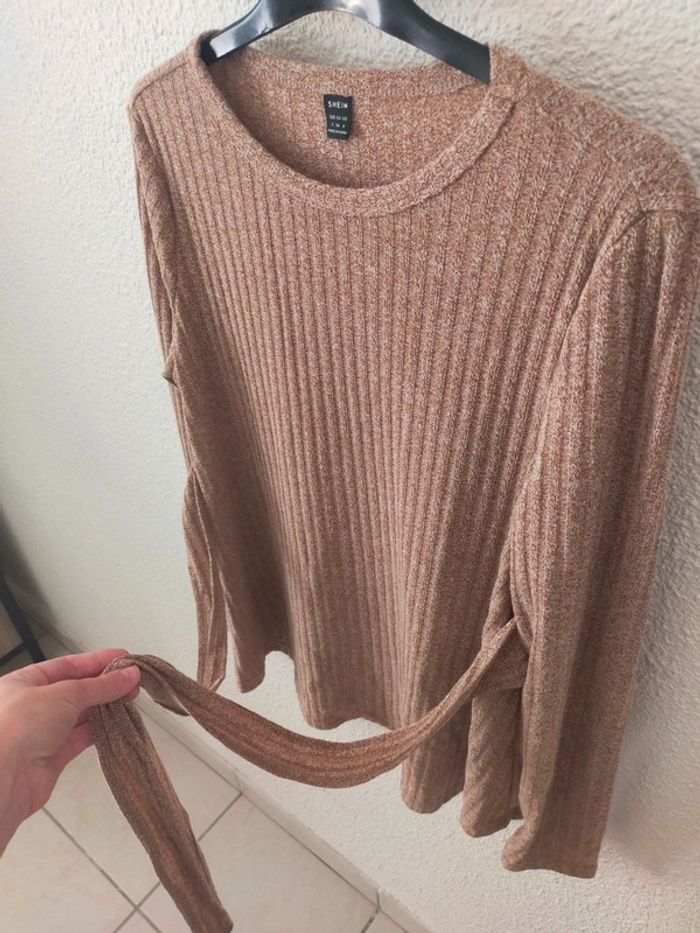 Pull beige chiné taille 38-40 comme neuf - photo numéro 3