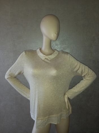 pull doré avec effet chemise phildar taille 42