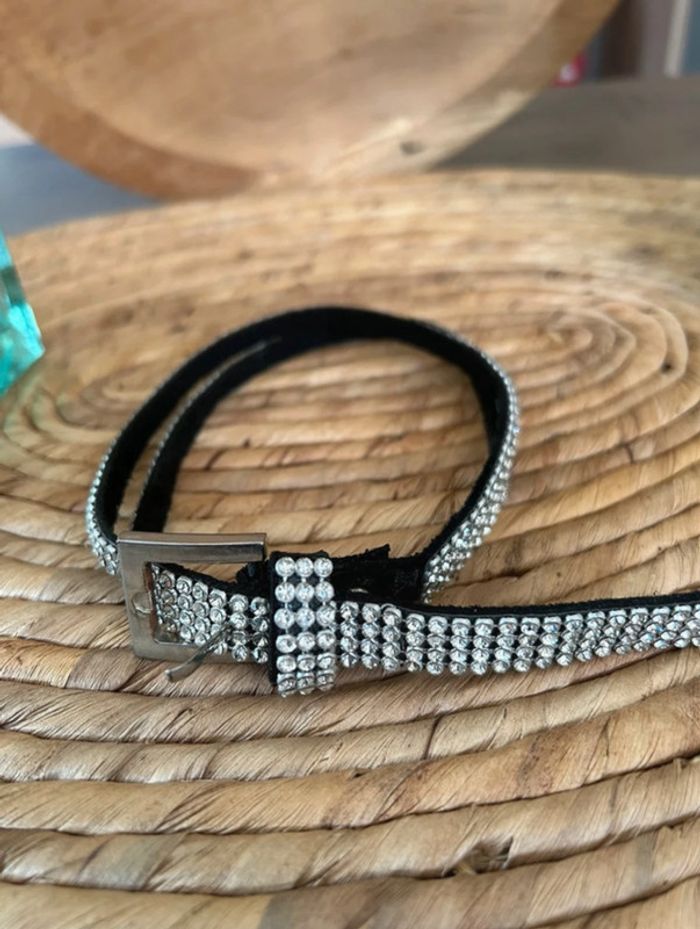 Collier ras du cou ceinture noir et strass - photo numéro 2