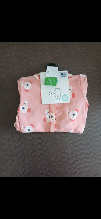 Lot de deux pyjamas koala fille pieds antidérapant 12 mois
