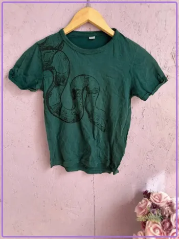 T-shirt enfant vert foncé à motif serpent
