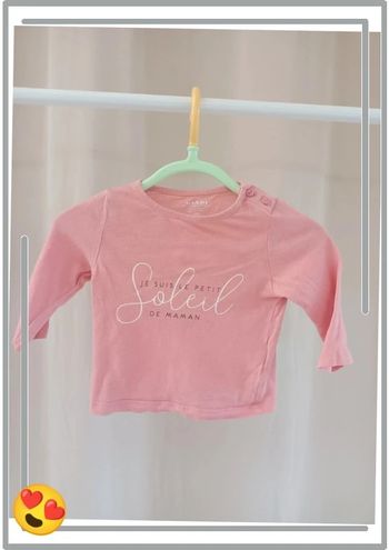 T-shirt manches longues rose Kiabi 3mois