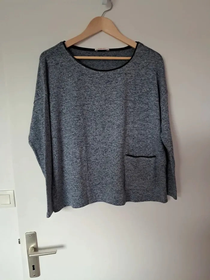 Pull mi saison bleu chiné
