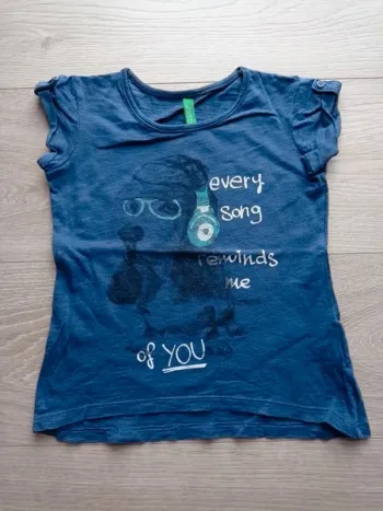 Tee-shirt bleu fille United colors of Benetton 2 ans