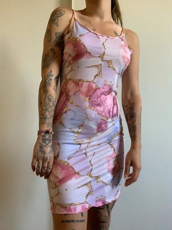 Robe été moulante rose dorée shein taille xs 34