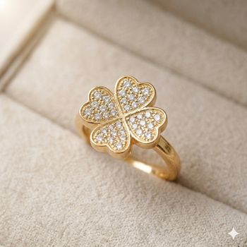 Bague anti stress en acier inoxydable doré, ajustable, trèfle à quatre feuilles tournant 