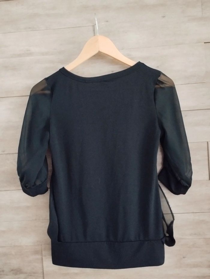 Blouse noir manches voilé TXS - photo numéro 3