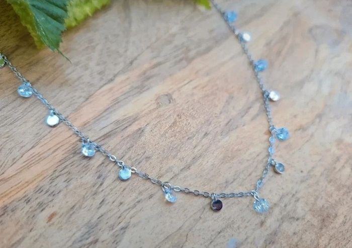 Collier ras de cou pampilles en argent 925 rhodié et oxydes de zirconium - photo numéro 2