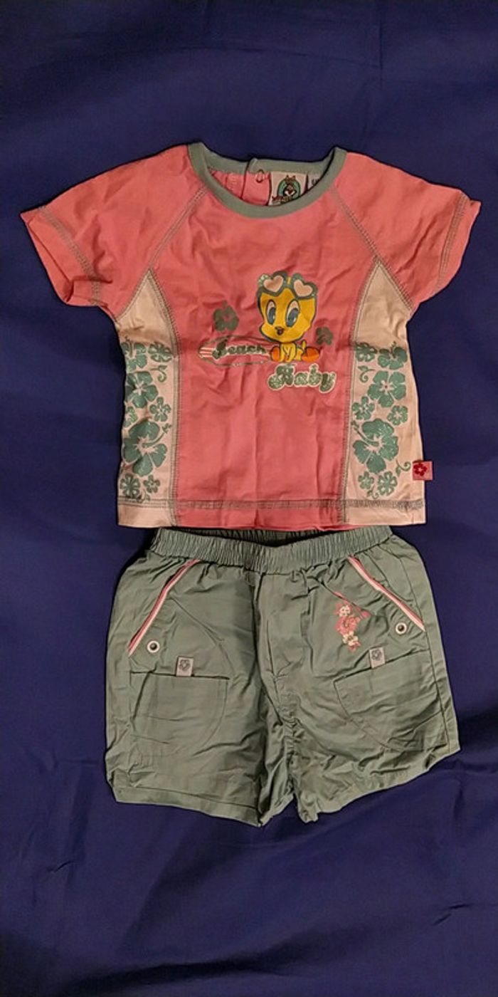 Ensemble tee shirt et short, 6 mois