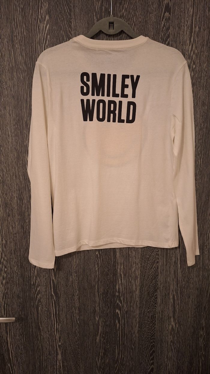 Tee-shirt manches longues crème Smiley World - photo numéro 2