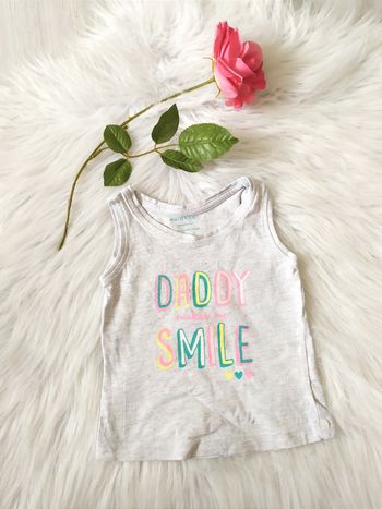 Tee-shirt sans manches débardeur Daddy makes me smile 6-9 mois