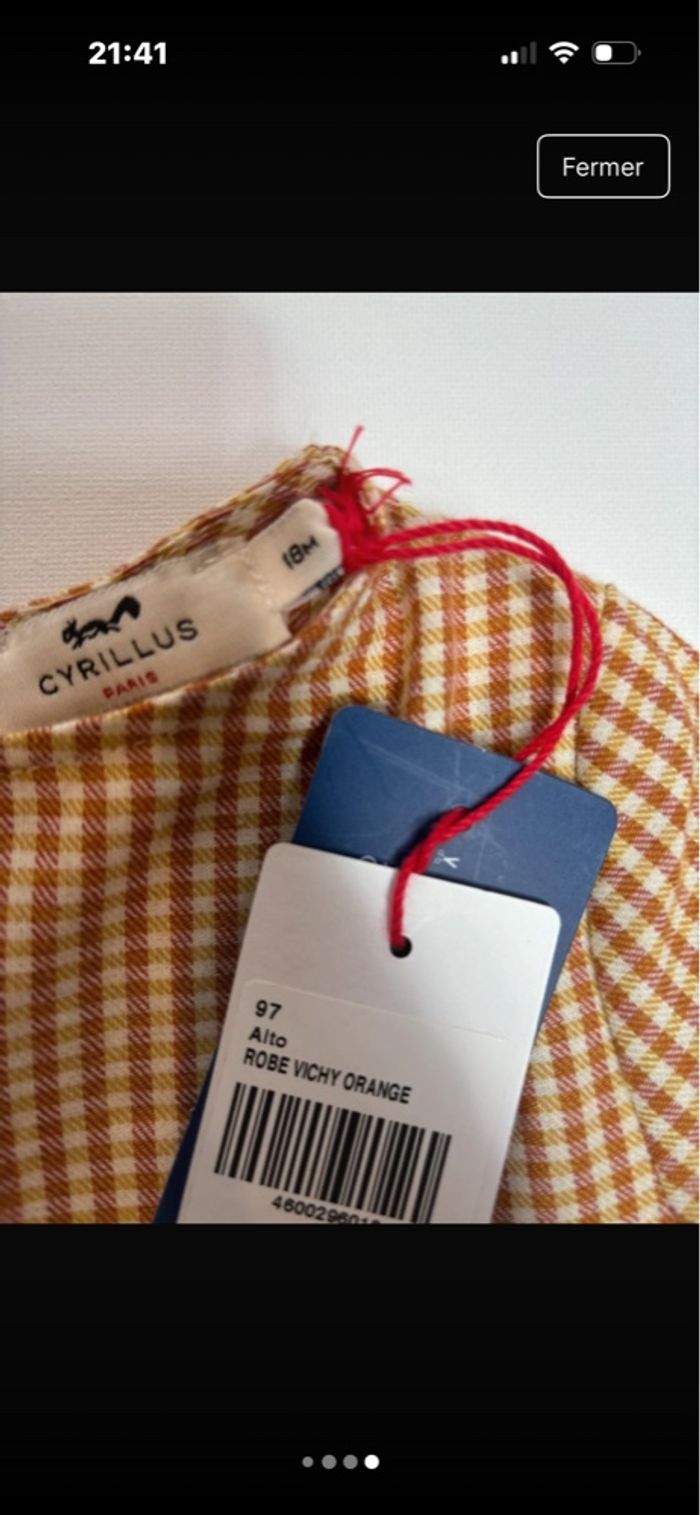 Robe vichy orange Cyrillus neuve - photo numéro 4