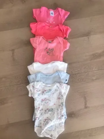 Lot de 6 bodies manches courtes Petit Bateau 3 mois