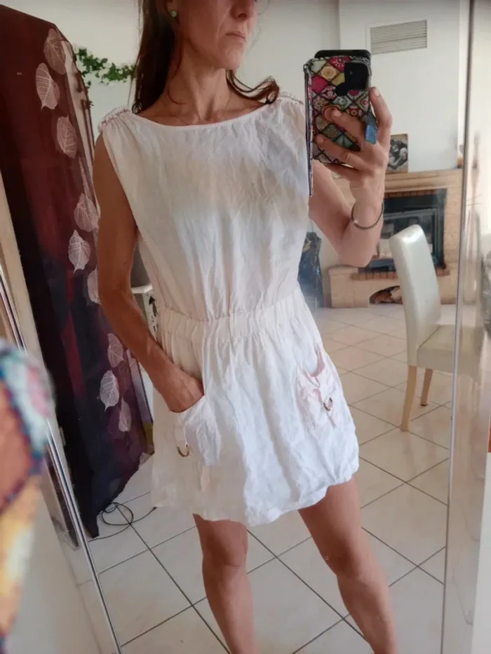Robe  XS rose pâle lin c83 - photo numéro 2