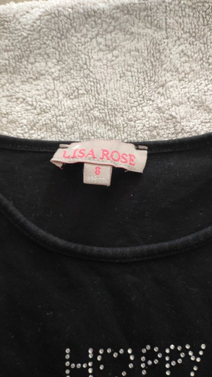 T-shirt manches longues noir happy lisa rose 8 ans - photo numéro 3