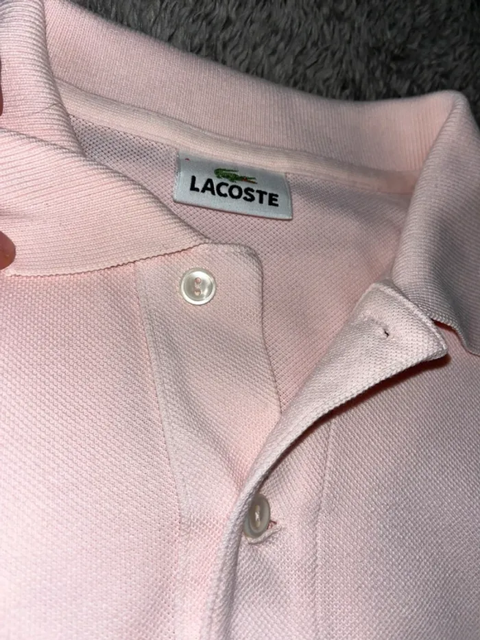 Polo Lacoste rose pastel homme taille 3 (taille M) parfait état - photo numéro 2