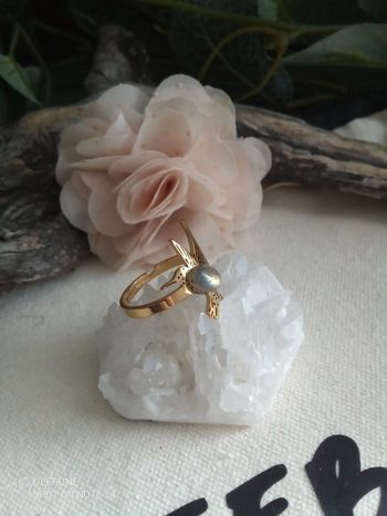 Bague colibri pierre de labradorite