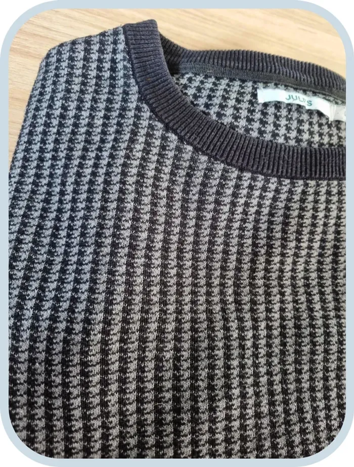 Pull à col rond noir/gris Jules Homme Taille L - photo numéro 2