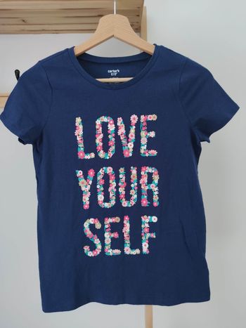 T-shirt fille Carter's kid taille 14 ans bleu imprimé Love your self