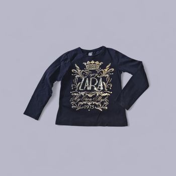 t-shirt noir doré Zara fille 5/6 ans