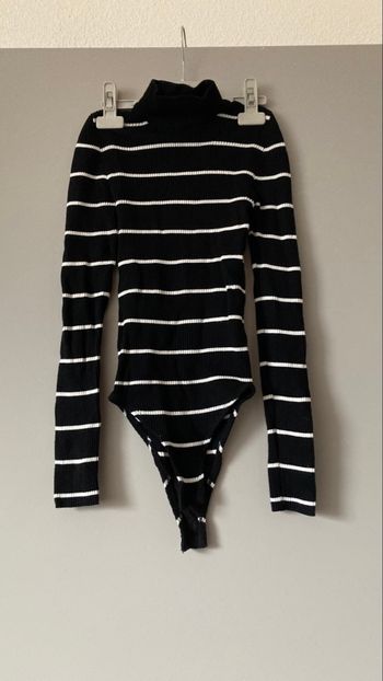 Body femme noir à rayures blanches taille XS