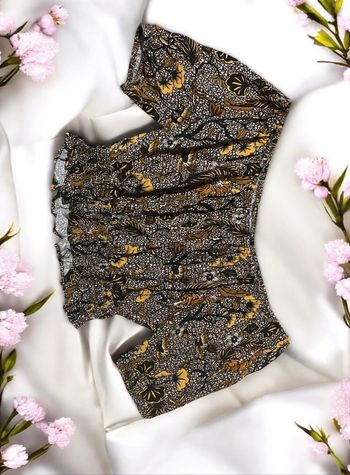 🎀 Top court Épaules Dénudées Gémo,Motifs Boheme,taille 38🎀
