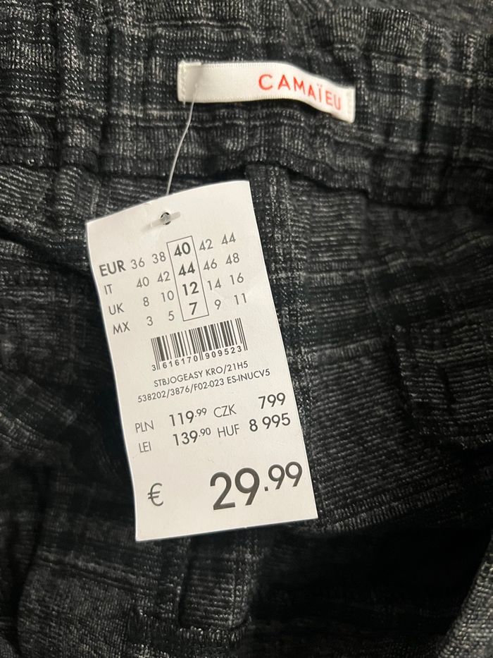 Pantalon carotte à carreaux gris foncé Camaieu - photo numéro 8