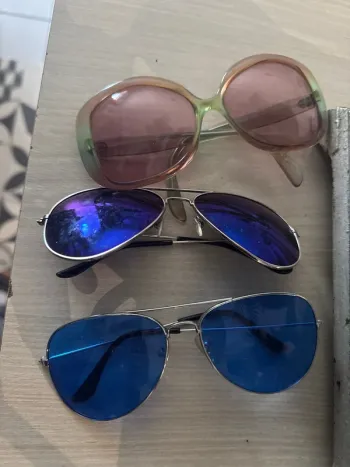 Lot 3 paires lunettes vintage costume carnaval hippie mardi gras soleil uv déguisement fête costume