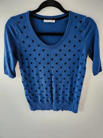 Pull bleu KOOKAÏ à pois noirs – Taille S