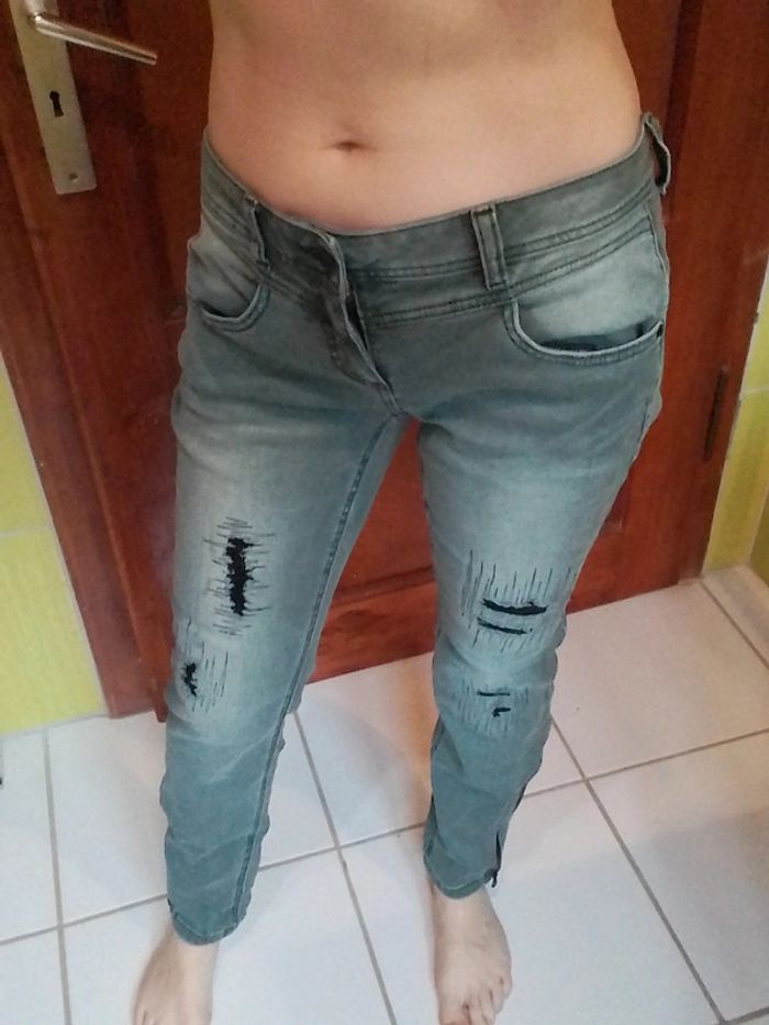 Jeans femme gris/vert Street One - photo numéro 2