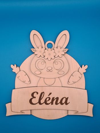 Plaque de porte enfant - motif lapin