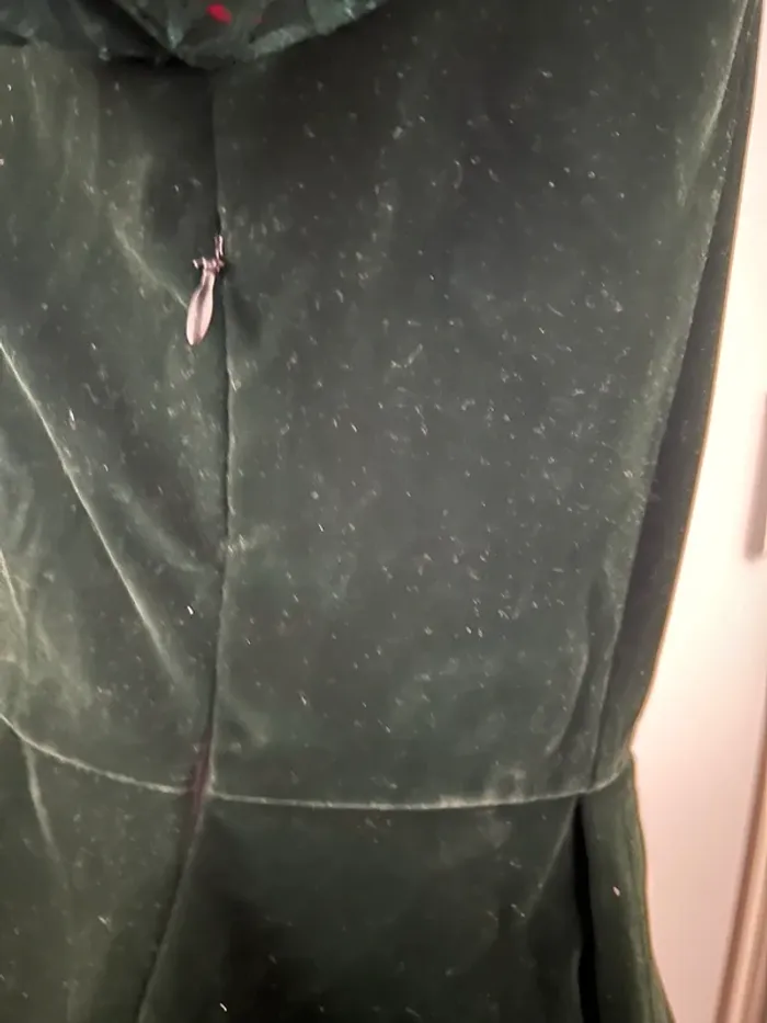 Robe patineuse velours vert émeraude et dentelle Manosque - photo numéro 7
