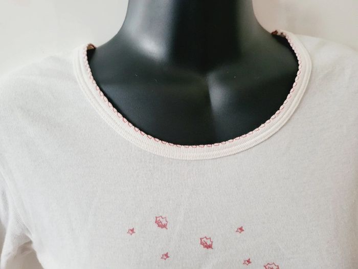 Tee shirt petit bateau blanc crème vintage taille 12 ans coquette nuit étoilée 100% coton - photo numéro 5