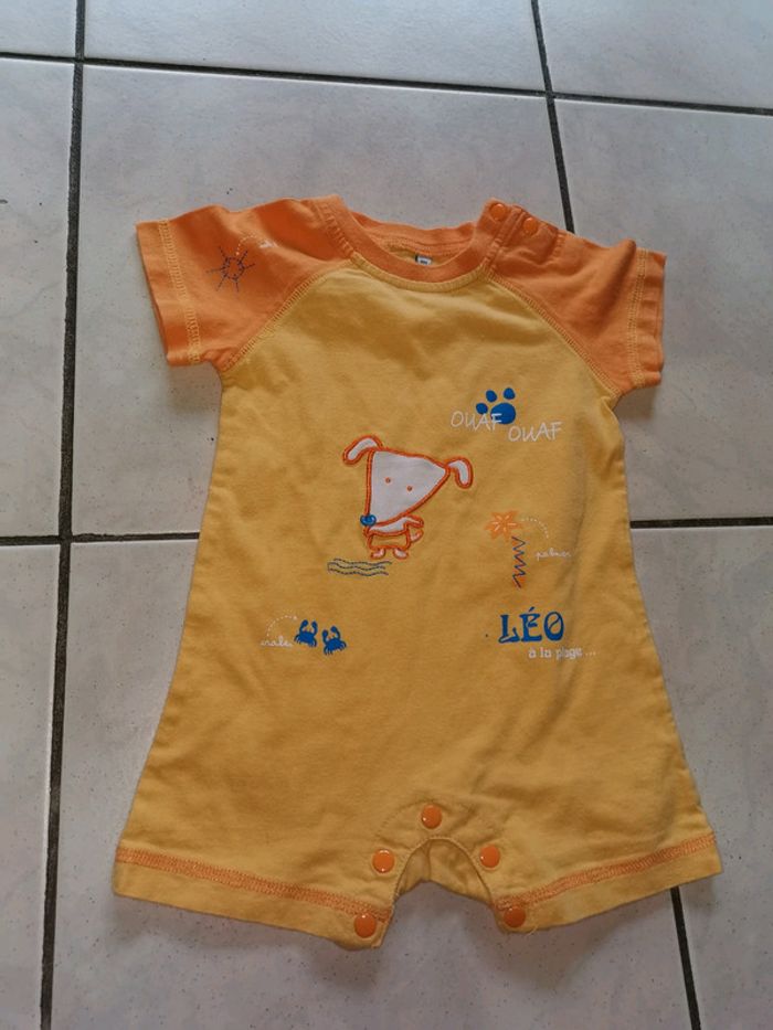 Combi short 6mois orange et jaune